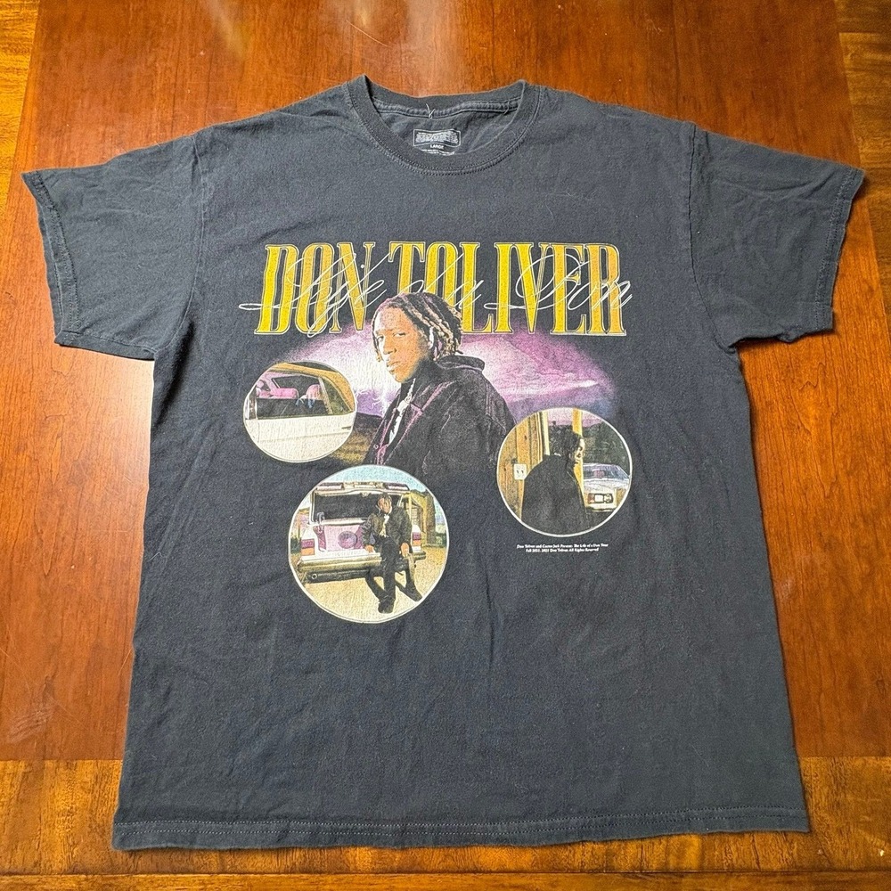 Don Toliver Life of a Don Tour 2021 Black Rap Tee Double Sided Large